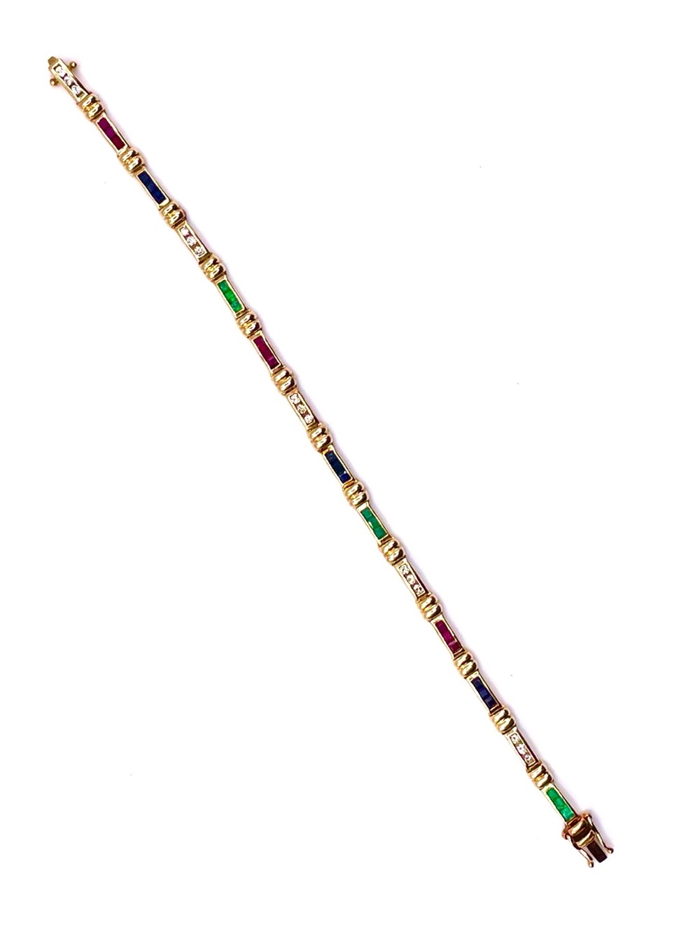 14k Gold Multi-Color Gem Tennis Bracelet
